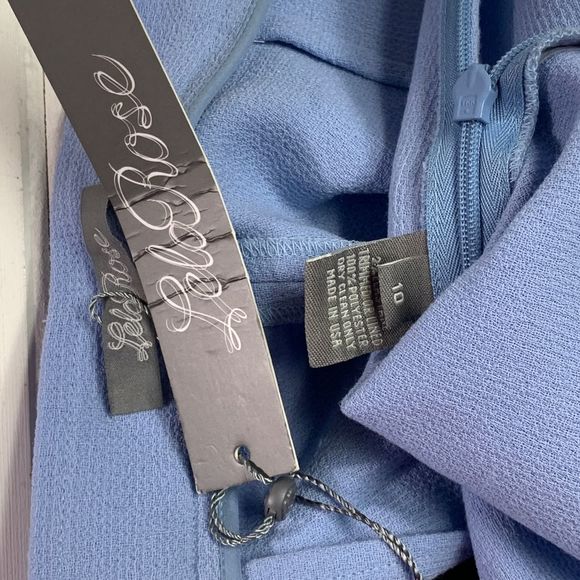 Lela Rose 10 Wool Crepe Wide Leg Straight Pants Buttons High Rise Waist Blue - Picture 7 of 10